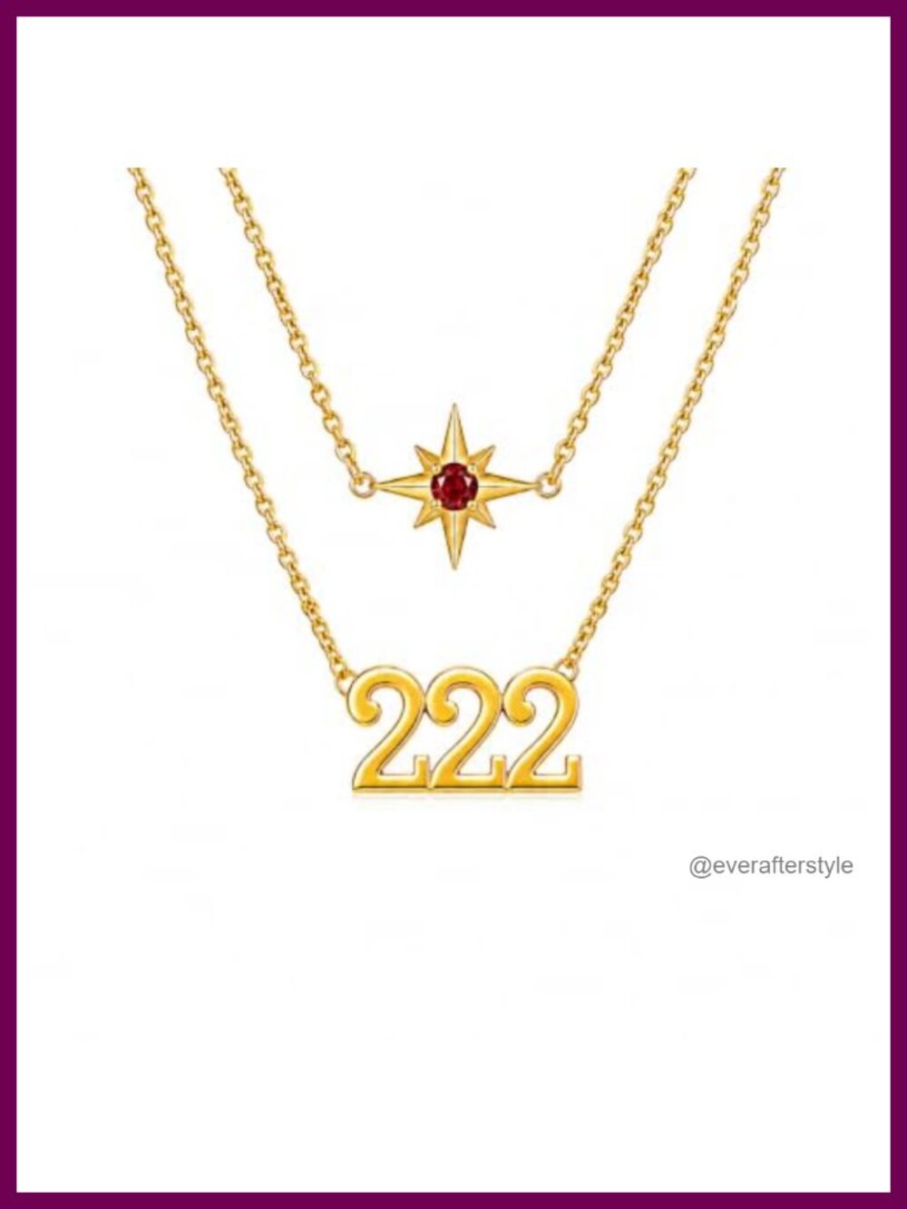 Angel Number 222 Necklace 18K Gold Plated Cubic Zirconia Pendant